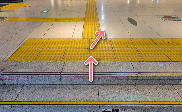 9・10番線の案内と小さな階段